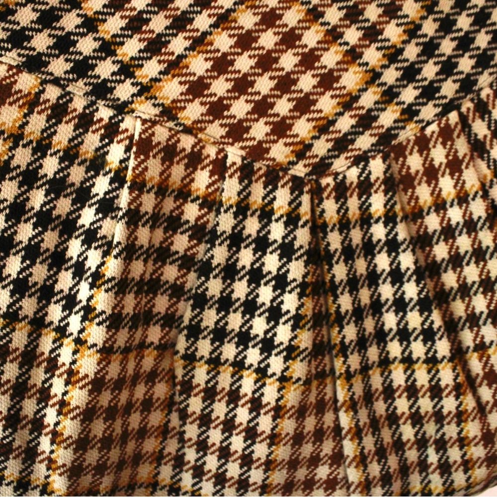 Francois Beauregard Brown Black Houndstooth Tote Handbag Boho Designer Small - Picture 6 of 16